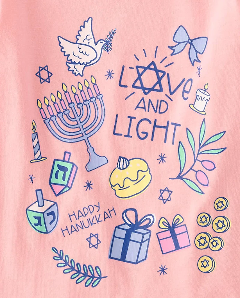 Baby And Toddler Girls Hanukkah Doodles Graphic Tee