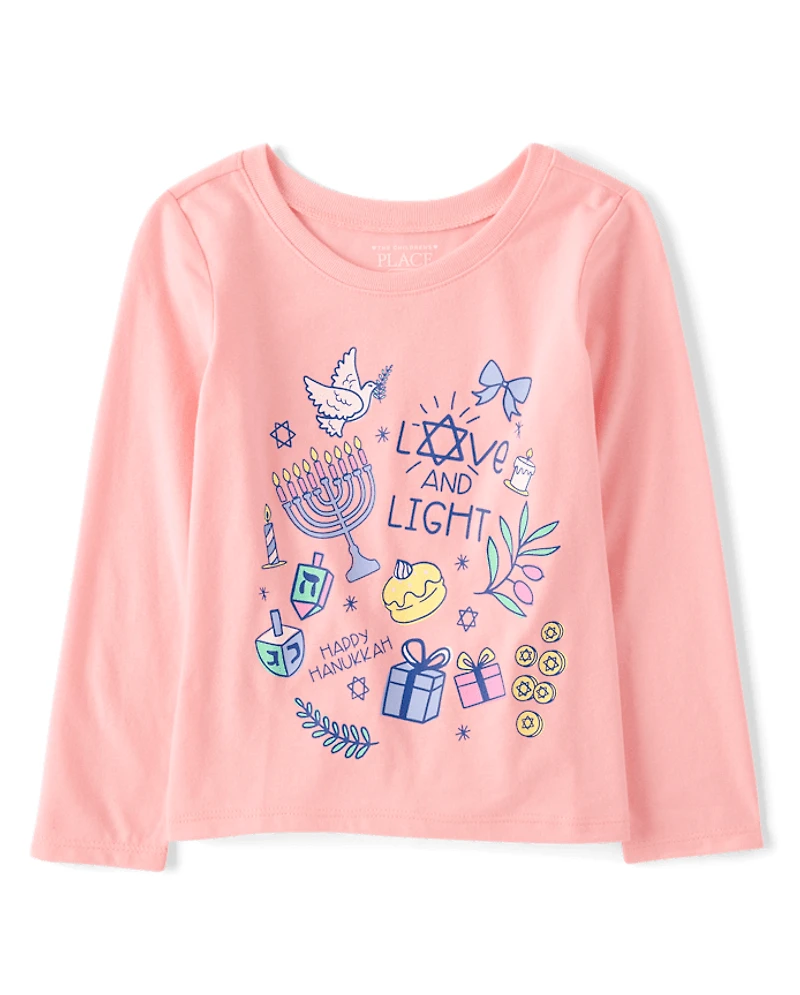 Baby And Toddler Girls Hanukkah Doodles Graphic Tee