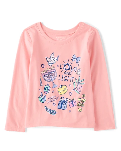 Baby And Toddler Girls Hanukkah Doodles Graphic Tee