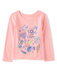 Baby And Toddler Girls Hanukkah Doodles Graphic Tee