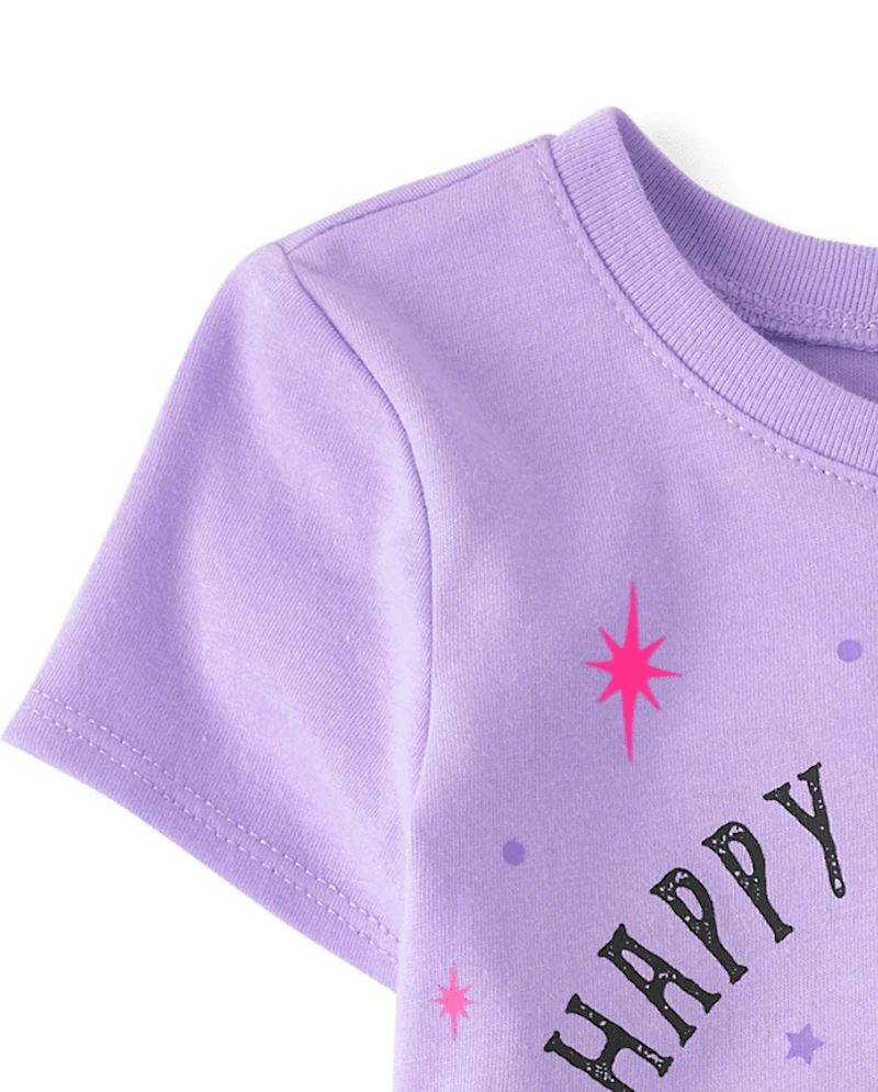 T-shirt graphique Hello Kitty® phosphorescent pour petites filles, joyeux Halloween