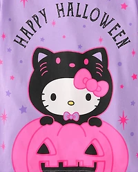 T-shirt graphique Hello Kitty® phosphorescent pour filles, motif Joyeux Halloween