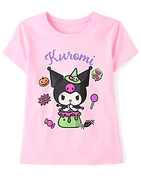 T-shirt graphique lumineux Kuromi™ pour filles, idéal Halloween