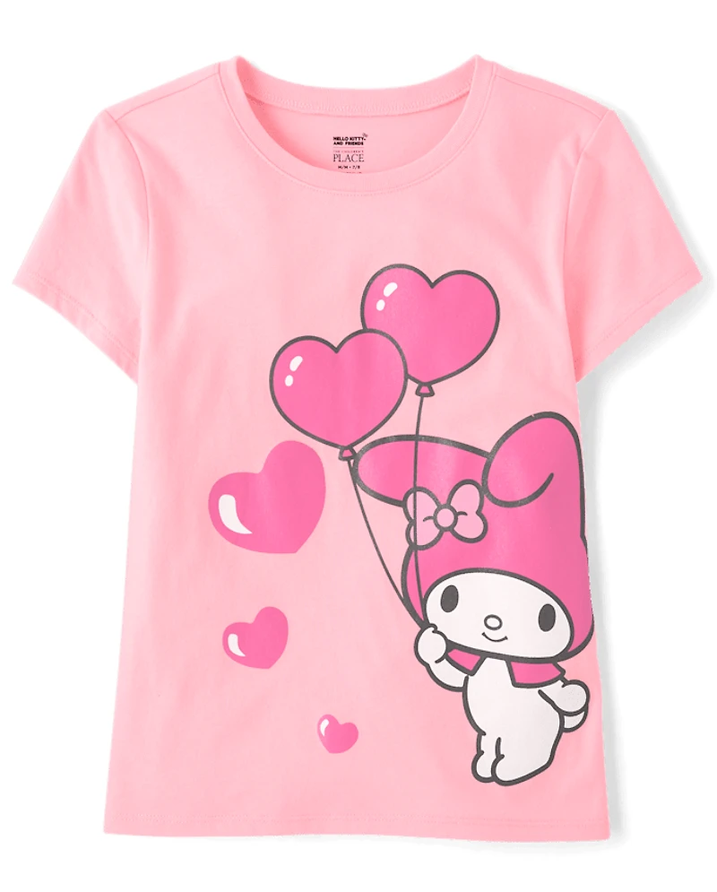 T-shirt graphique à motif ballon pailleté My Melody™ pour filles