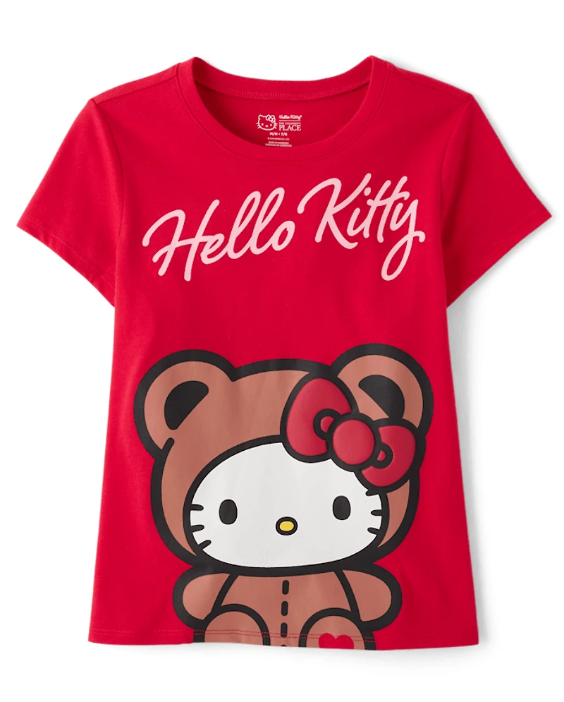 Girls Hello Kitty® Puff Print Bear Graphic Tee