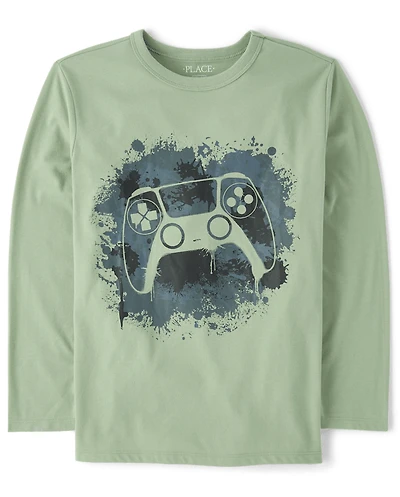 Boys Camo Game Controller Graphic Tee