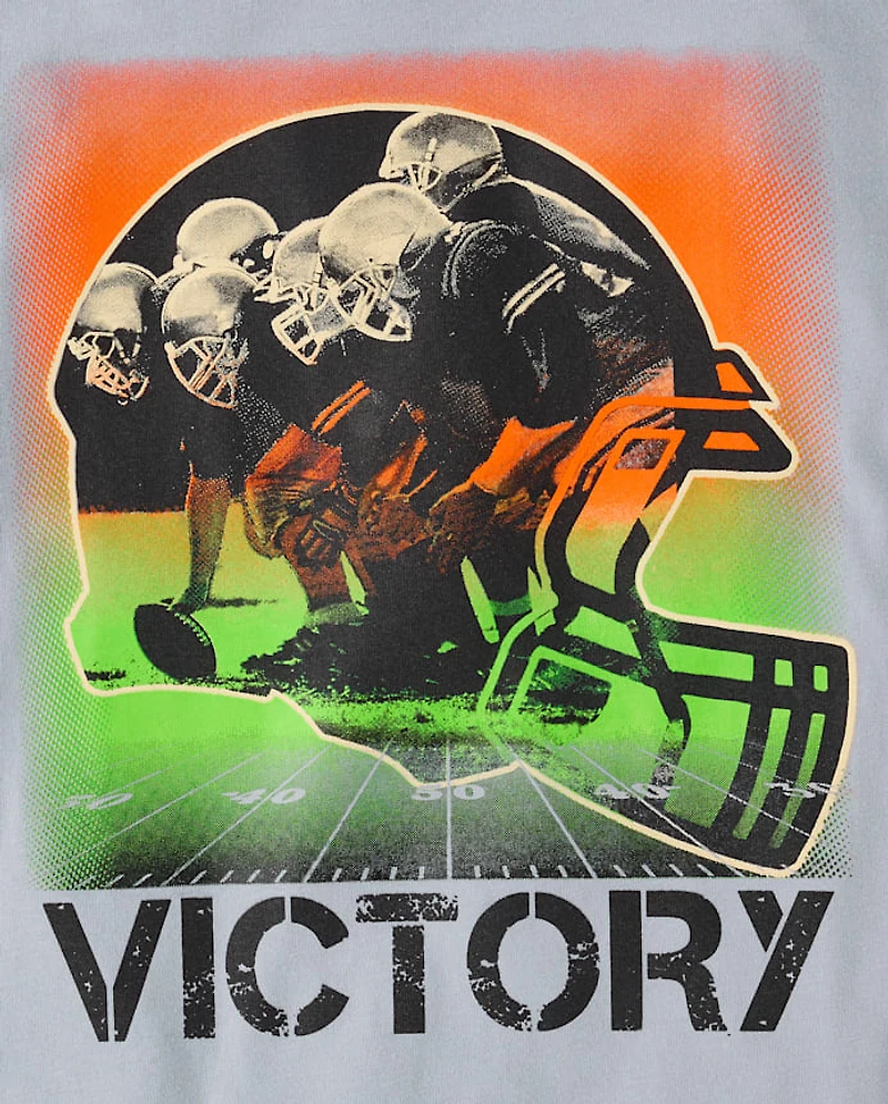 Boys Victory Football Helmet Graphic Tee