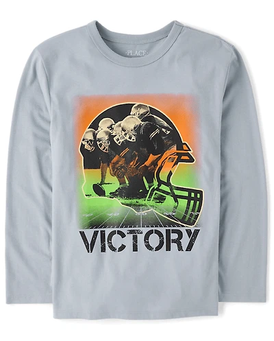 Boys Victory Football Helmet Graphic Tee