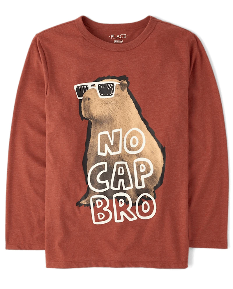 Boys No Cap Capybara Graphic Tee
