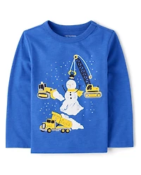 Baby And Toddler Boys Snowman Construction Graphic Tee