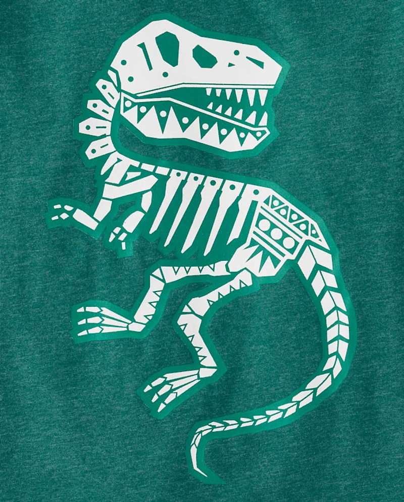 Baby And Toddler Boys Dino Skeleton Graphic Tee