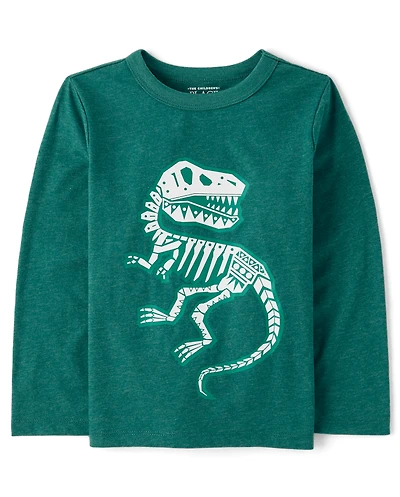 Baby And Toddler Boys Dino Skeleton Graphic Tee