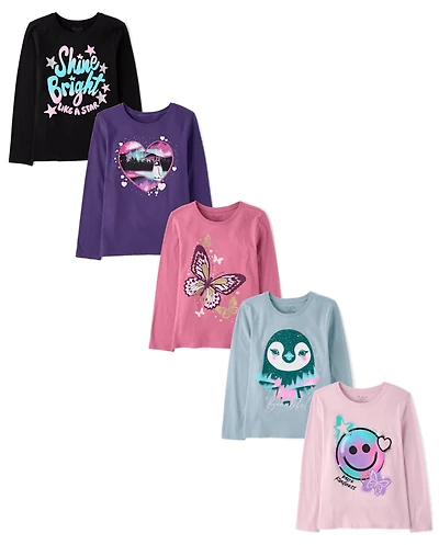 Girls Animal Graphic Tee 5-Pack