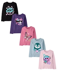Girls Animal Graphic Tee 5-Pack
