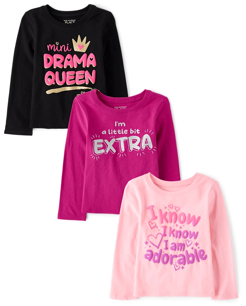 Baby And Toddler Girls Sassy Graphic Tee 3-Pack
