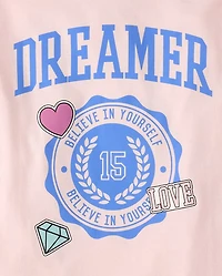 Girls Fearless Varsity Patches Oversized Graphic Tee