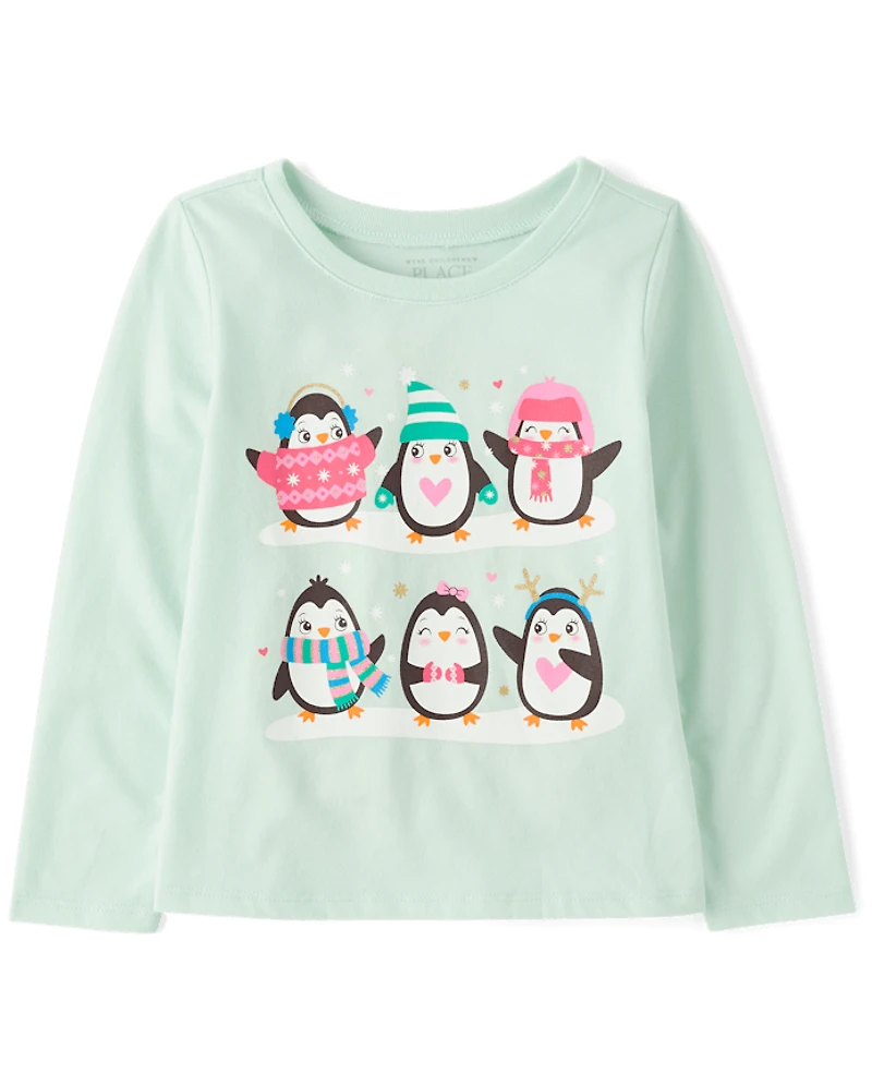 Baby And Toddler Girls Penguin Friends Graphic Tee