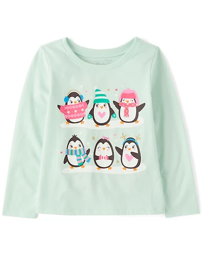 Baby And Toddler Girls Penguin Friends Graphic Tee