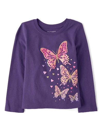 Baby And Toddler Girls Butterflies Graphic Tee