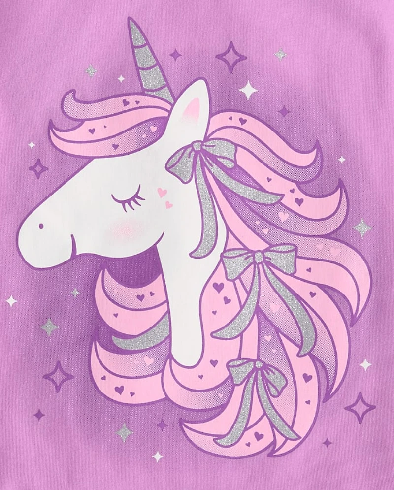 Baby And Toddler Girls Unicorn Bow Graphic Tee