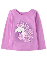 T-shirt graphique avec nœud licorne pour bébé et petite fille