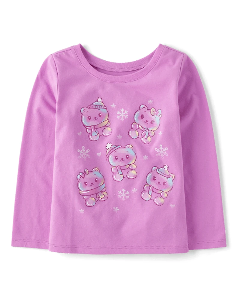 Baby And Toddler Girls Winter Bears Graphic Tee