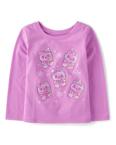 Baby And Toddler Girls Winter Bears Graphic Tee