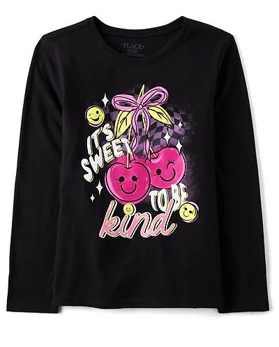 Girls Sweet To Be Kind Cherry Graphic Tee