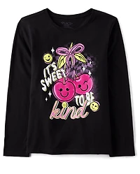Girls Sweet To Be Kind Cherry Graphic Tee