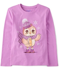 Girls Winter Owl Graphic Tee