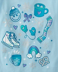 Girls Winter Doodle Graphic Tee