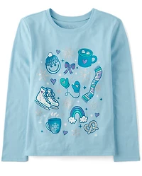Girls Winter Doodle Graphic Tee