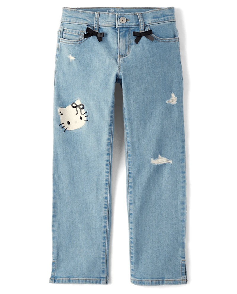 Girls Hello Kitty® Ripped 90s Straight Jeans