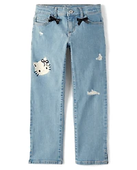 Girls Hello Kitty® Ripped 90s Straight Jeans