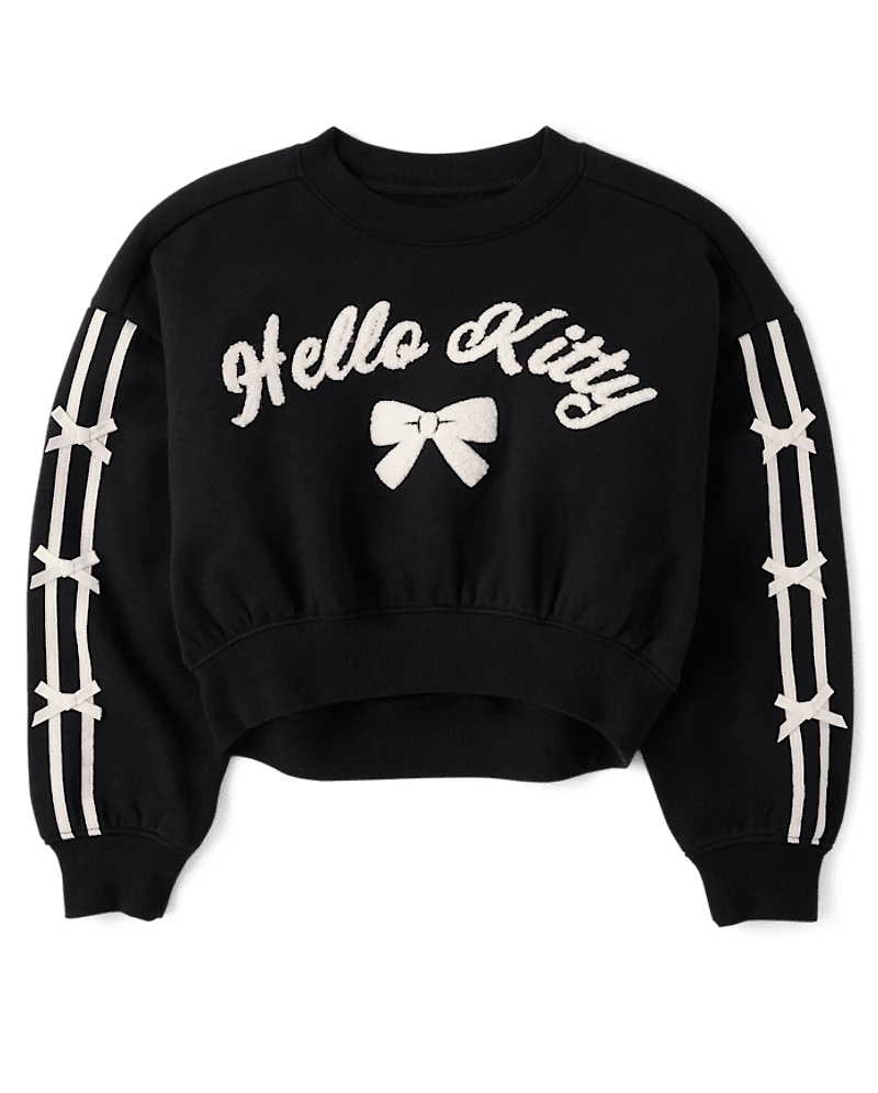 Girls Hello Kitty® Embroidered Bow Premium Fleece Sweatshirt