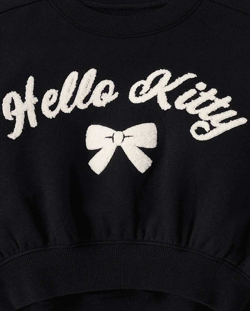 Girls Hello Kitty® Embroidered Bow Premium Fleece Sweatshirt