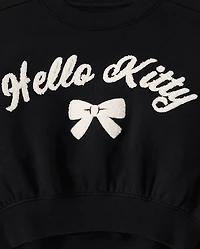 Girls Hello Kitty® Embroidered Bow Premium Fleece Sweatshirt
