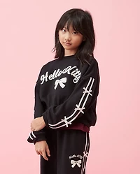 Girls Hello Kitty® Embroidered Bow Premium Fleece Sweatshirt