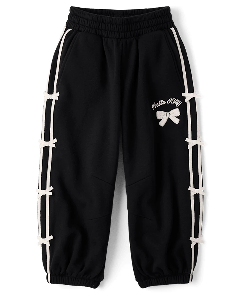 Girls Hello Kitty® Side Stripe Bow Premium Fleece Jogger Pants