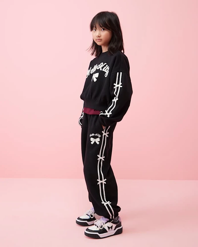 Girls Hello Kitty® Side Stripe Bow Premium Fleece Jogger Pants