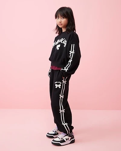 Girls Hello Kitty® Side Stripe Bow Premium Fleece Jogger Pants