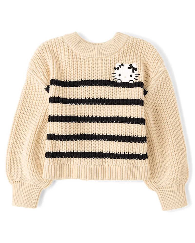 Girls Hello Kitty® Embroidered Striped Sweater