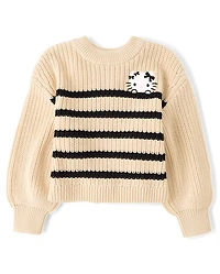 Girls Hello Kitty® Embroidered Striped Sweater