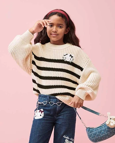 Girls Hello Kitty® Embroidered Striped Sweater