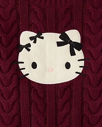 Girls Hello Kitty® Applique Cable Knit Sweater