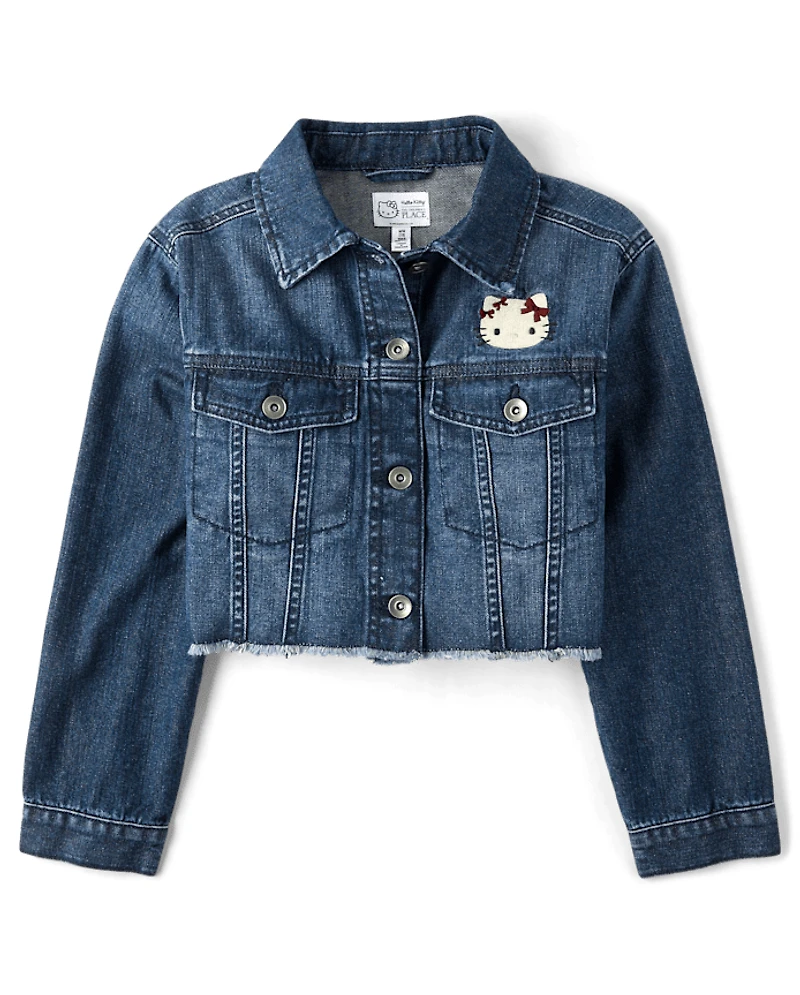 Girls Hello Kitty® Embroidered Denim Jacket