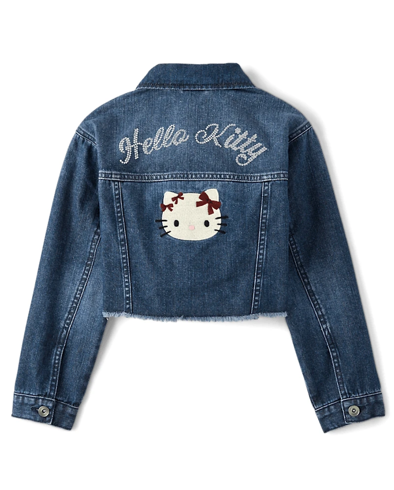 Girls Hello Kitty® Embroidered Denim Jacket