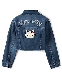 Girls Hello Kitty® Embroidered Denim Jacket
