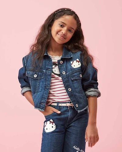 Girls Hello Kitty® Embroidered Denim Jacket
