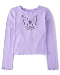 Girls Kuromi™ Rhinestone Ribbed Baby Tee